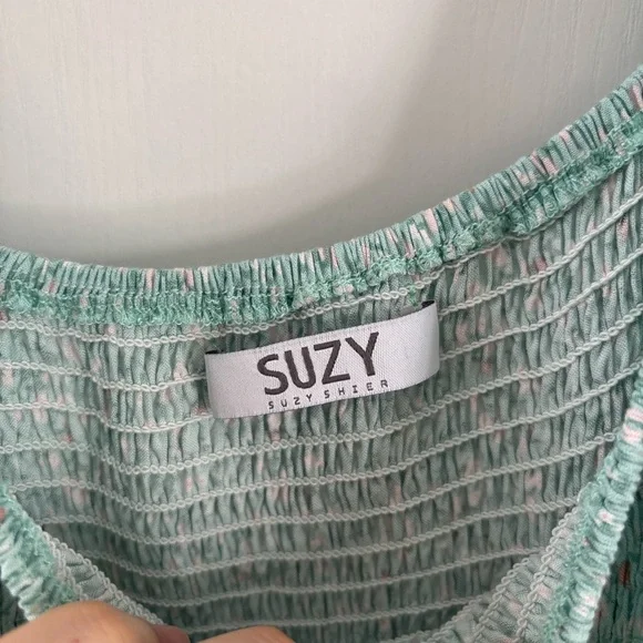 Cottagecore Summer Midi Dress Médium Puff Sleeve Smocked Floral Prarie Garden - Picture 6 of 12